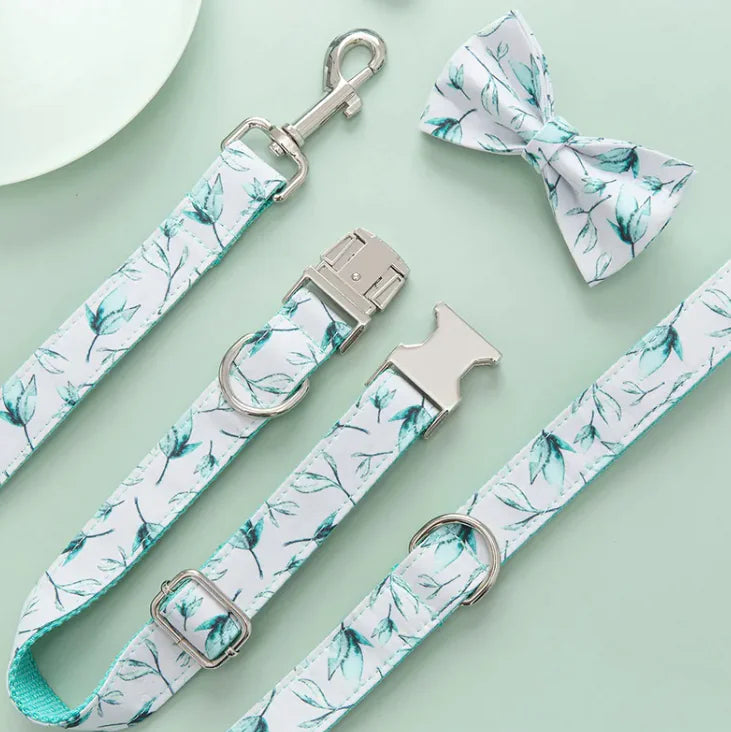 Leafy Elegance Dog Leash Set